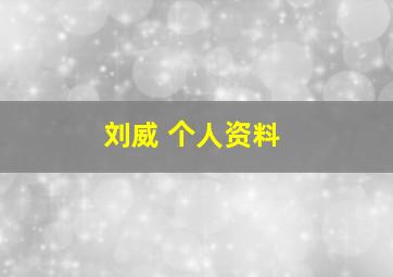 刘威 个人资料